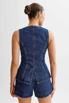 Denim Two Piece Short Set