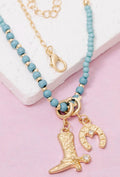 Western Cowboy Boot And Horseshoe Charms Chain Necklace