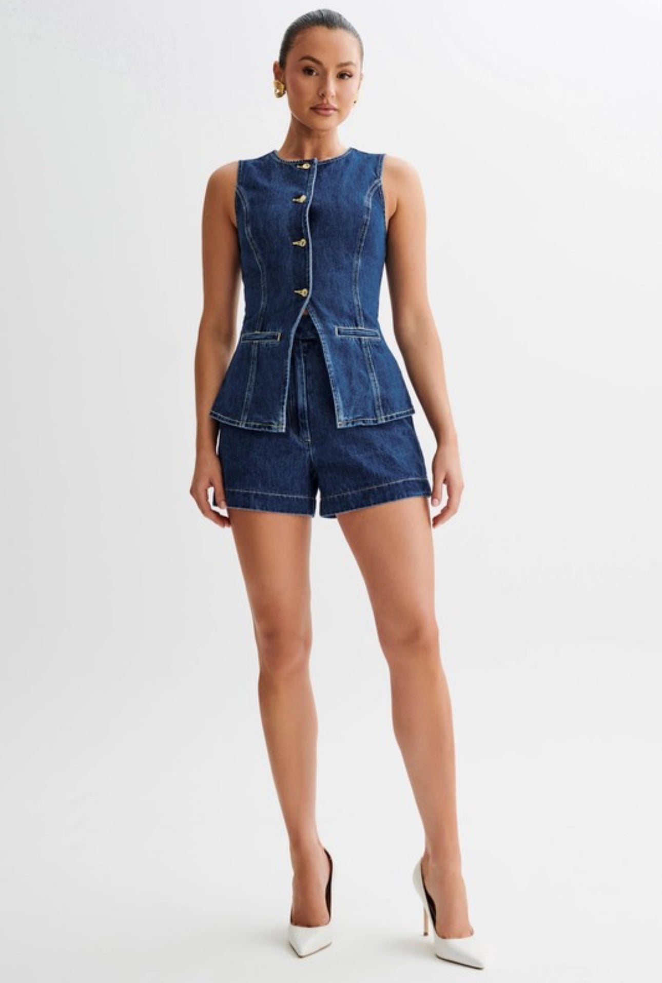 Denim Two Piece Short Set