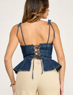 Coquette Denim Top