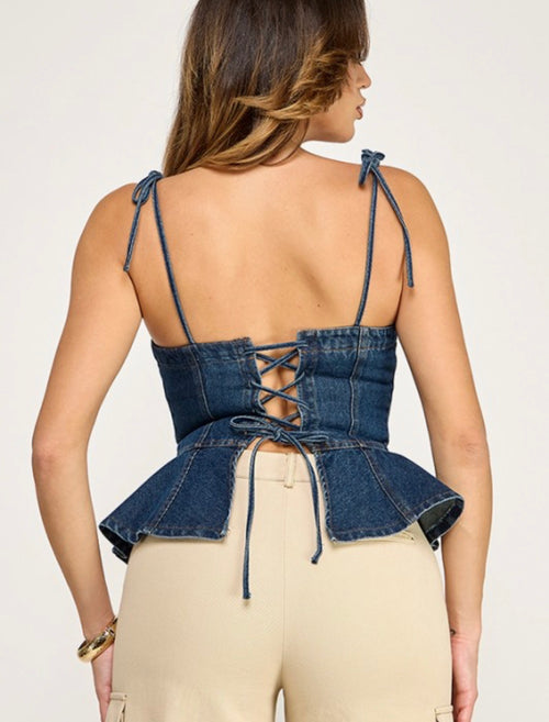 Coquette Denim Top